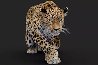 remodel 3d custom fantasy creature,vfx mammal, leopard model,xgen hair grooming