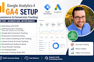 setup google analytics4, ga4 ecommerce tracking, ads conversion tracking by GTM