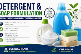 product formulations of detergents soaps, laundry, and toiletry products