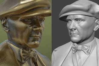 sculpt custom realistic 3d head bust face model portrait character for 3d print