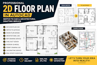 design 3d floor plan in autocad sketch to cad and architectural drafting service