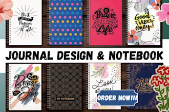 design clean journal, workbook, notebook and calendar layouts for print and kdp