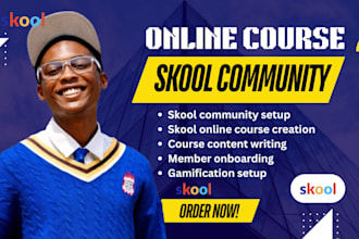 setup skool online course content creation, skool online community skool manager