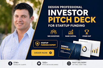 design modern professional investor pitch deck for startup funding presentation