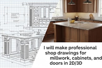 create furniture, cabinet, and millwork plans with detailed 2d 3d drawings