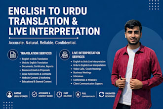 do english to urdu translation and live interpretation