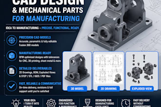 create fusion 360 cad design and mechanical parts for manufacturing