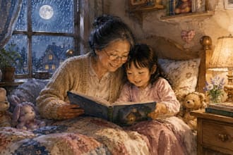 illustrate childrens books with magical storybook art