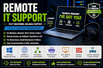 provide remote IT support for windows, network and printer issues