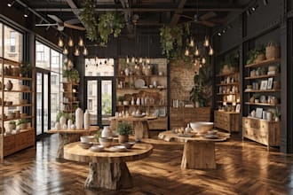 create 3d rendering interior exterior house restaurant hotel