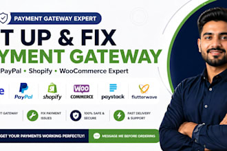 set up and fix payment gateway on shopify or woocommerce