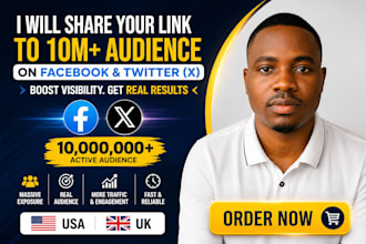 share link ,promote github to 10m facebook and x audience for growth