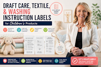 draft care, textile, and washing instruction labels for childrens products