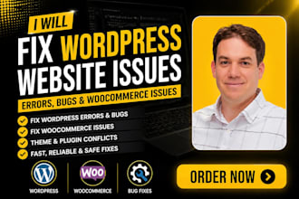 fix wordpress website issues, fix wordpress errors, bugs and woocommerce issues