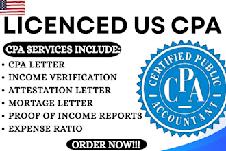 prepare professional CPA letters, income verification and financial documents