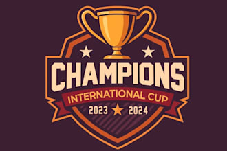 create unique champion cup golden ber mascot logo design