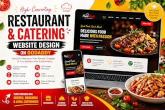 restaurant website godaddy, catering website design, food business website