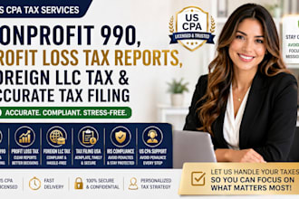 prepare nonprofit 990 profit loss tax reports foreign llc tax and accurate tax