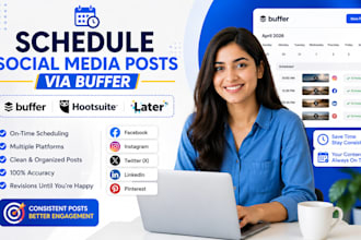 schedule social media post via buffer, hootsuite, later