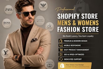build luxury men fashion shopify store men clothing website women clothing store