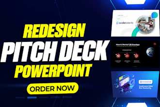 redesign pitch deck for startups, investors and businesses