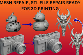 fix repair stl file, edit obj, and optimize 3d model stl designing for 3d print