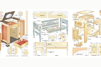 do 3d furniture technical concept, woodworking cad, 3d furniture drawing