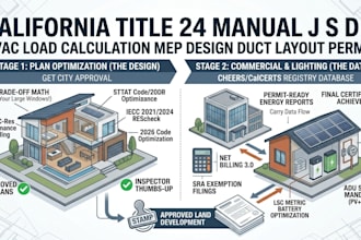 california title 24 manual j s d t hvac load calculation mep design duct layout