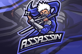 create wonderful assassin e sport mascot logo for your company