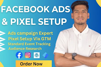 do facebook marketing and  pixel setup for fb ads campaign
