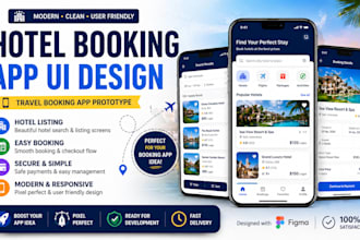design hotel booking app UI or travel booking app protocopy ecommerce app design