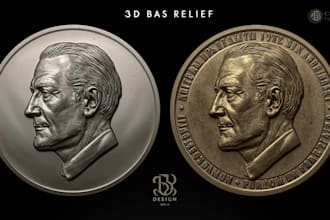 create 3d bas relief model 3d coin design for cnc laser engraving 3d printing