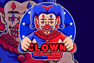 create modern style for halloween tal outdoor candy clown mascot logo