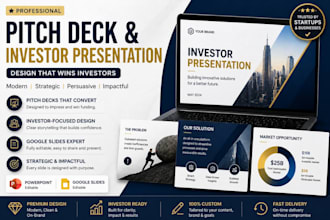 design a pitch deck, investor presentation, and google slides keynote