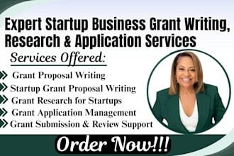 write startup business grant proposal, do grant research, and grant application