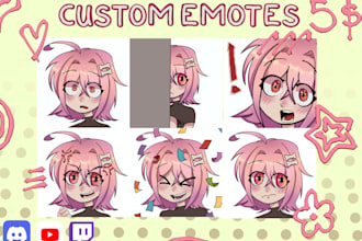 draw chibi custom emotes for twitch, discord or youtube