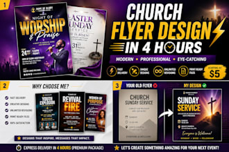 design church flyer, event flyer or social media flyer in 4 hours