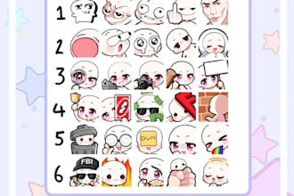draw you cute anime style emotes for livestreaming