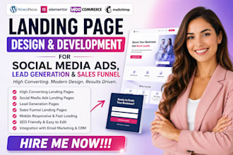 create build landing page for social media ads, lead generation and sales funnel