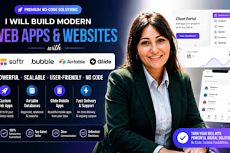 develop no code websites and apps with softr io, bubble io, airtable, and glide