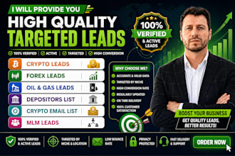 give targeted crypto email list, hot forex leads, oil and gas leads, depositors