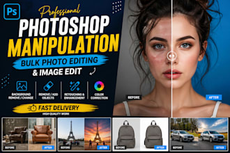 do photoshop manipulation, bulk photo editing and image retouching