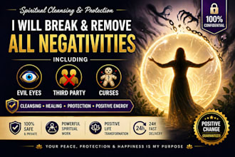 break and remove all negativities including evil eyes, third party, curses