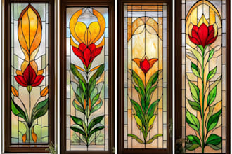 design real stained glass art, window panel or custom glass design