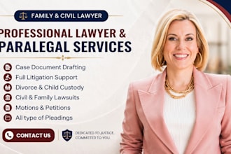 be your lawyer and paralegal in family and civil cases