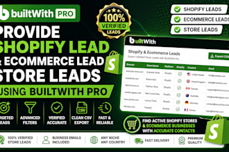 provide shopify lead and ecommerce lead store leads using builtwith pro