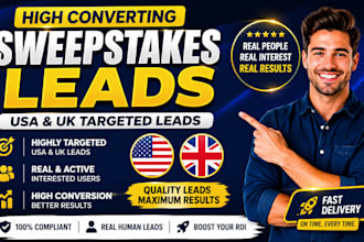 generate high converting sweeps takes leads, pch leads, garbler leads USA UK