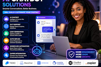 build ai website chatbot using tidio manychat intercom zapier