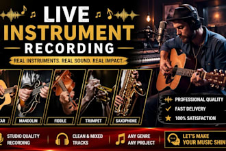 record professional live guitar mandolin fiddle trumpet saxophone tracks
