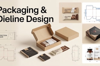 design mailer box, protein bar, chocolate packaging and supplement dielines